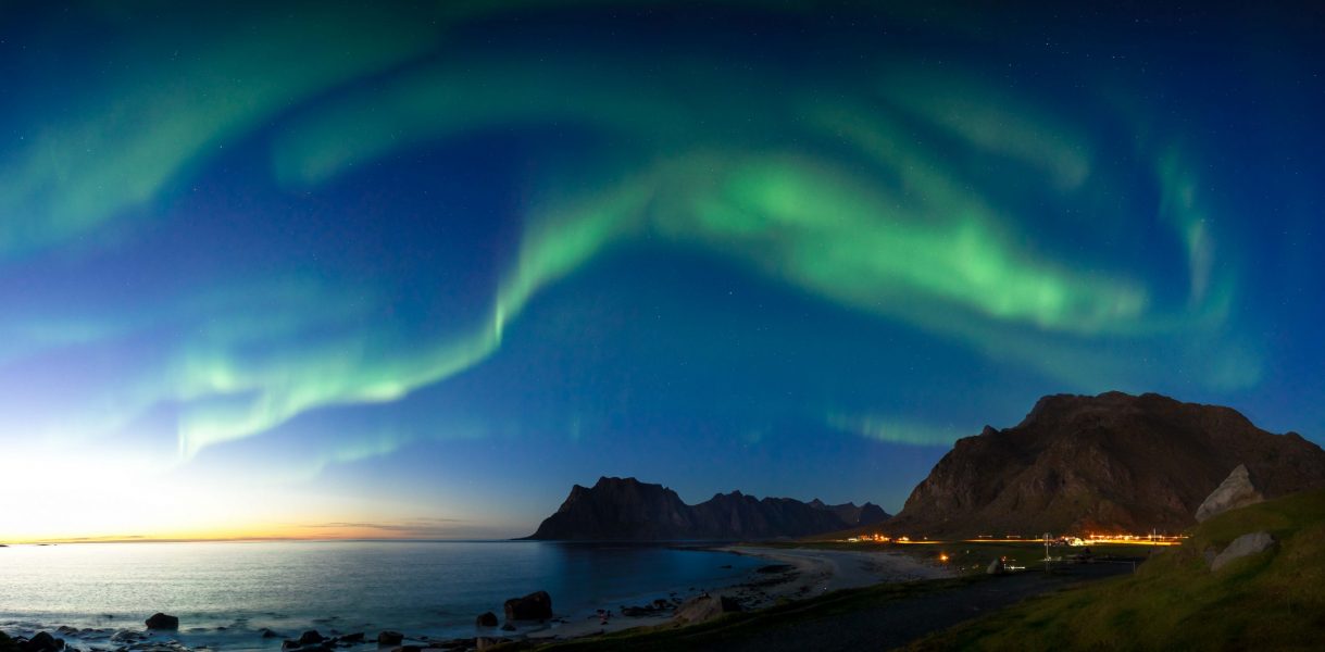 Uttakleiv Beach, kurz nach Sonnenuntergang